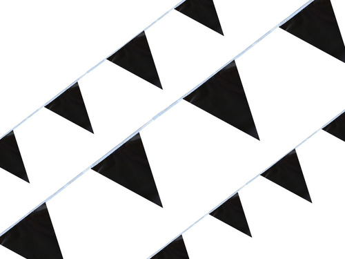Tira Banderín Negro 50 Metros Polietileno Triangular