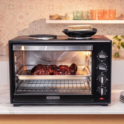 Imagen 4 de 4 de Horno Eléctrico 62lt Black + Decker Doble Anafe To6000 Color Negro