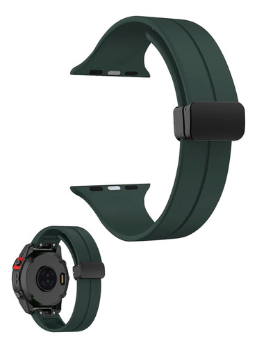 Pulseira Magnética Silicone Para Apple Watch 42 44 45 E 49mm Cor Verde Militar