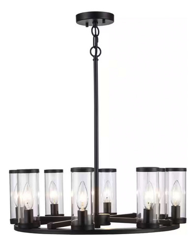Lampara De Techo Moderna Niquel Cepillado 8 Luces 20'' Estructura Negro