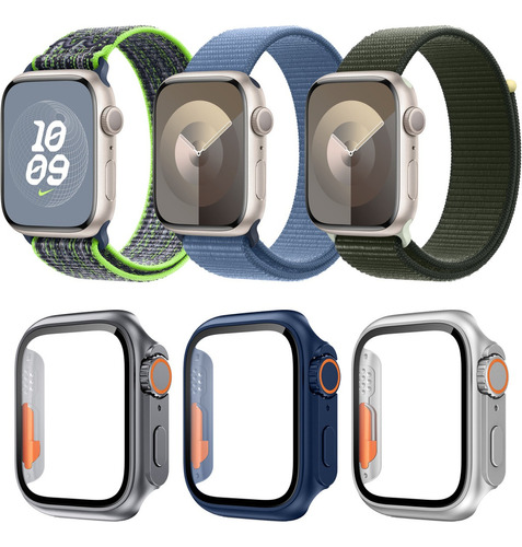 3 Correa Y Funda Para Apple Watch Iwatch Se Series 9 8 7 6 5