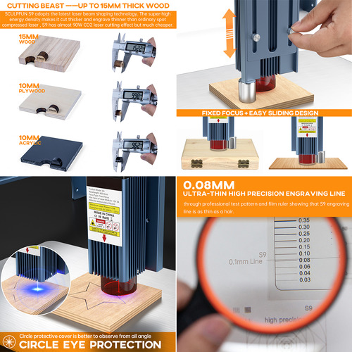 Kit Profissional Gravação A Laser: Sculpfun S9 + Rolo