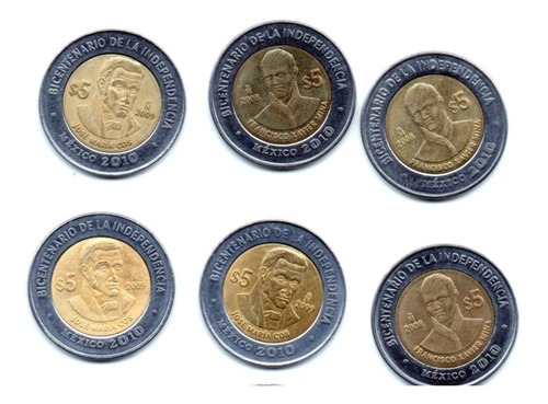 Moneda 5 Pesos  Ignacio Allende, Luis Cabrera Y Josefa Ortiz