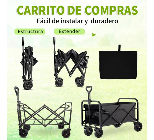 Carrito Vagón Plegable Portátil Multiusos Resistente Cámping