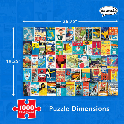 Re-marks Travel Atlas Retro Rompecabezas De 1000 Piezas Para