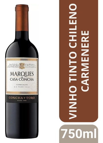 Vinho Tinto Chileno Carmenere 750ml Marques De Casa Concha