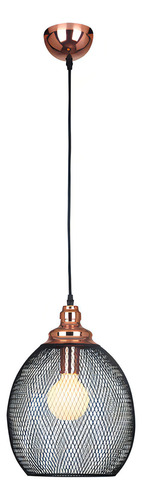 Pendente Copper Metal Cobre E Preto 1e27 41cm Xn003 Bella