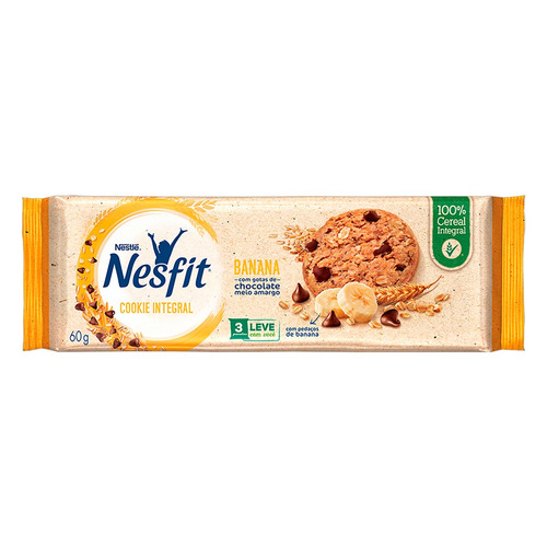 Imagem 1 de 1 de Biscoito Nestlé Nesfit de banana com gotas de chocolate meio amargo 60 g