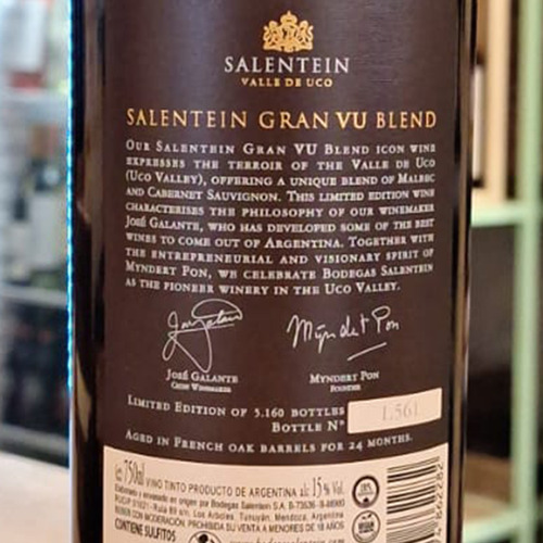 Vino Salentein Gran Vu Blend 750 Ml Caja X 3