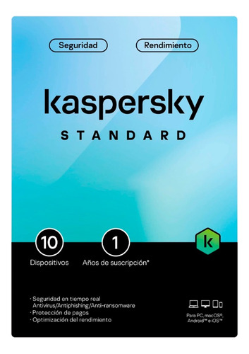 Kaspersky Standard 10 Dispositivo 1año Antivirus Descargable