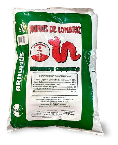 Humus De Lombriz Arhumus 40 Dm3 Sustrato Orgánico Nutrientes