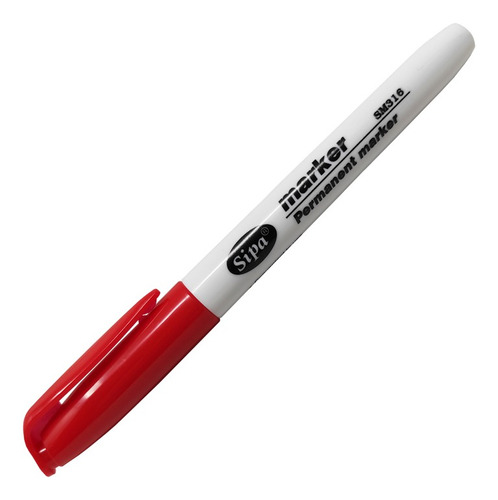 Marcador Permanente Sipa Marker Rojo Punto Fino 1.8 Mm 10pzs