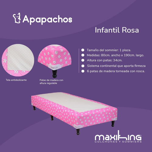 Sommier Y Colchón Maxiking Una Plaza Infantil Boca Rosa