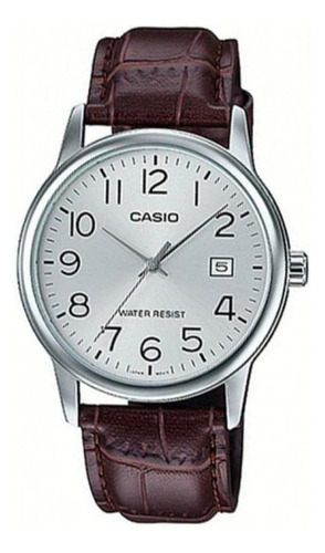 Reloj Casio Mtp-v002l-7b2 Clásico, Cuero, Fondo Blanco