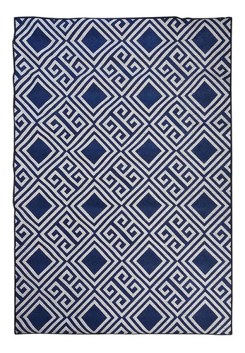 Tapete Sala Magia Geometrico Grego 100x150 Cm Azul Lavavel