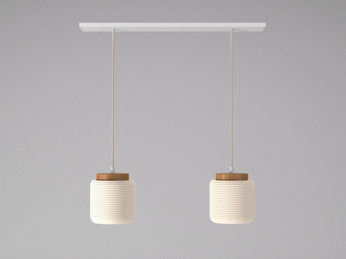 Lámpara Colgante Moderna Led Pune Doble Fuche Natural/cable Natural/regleta Blanca