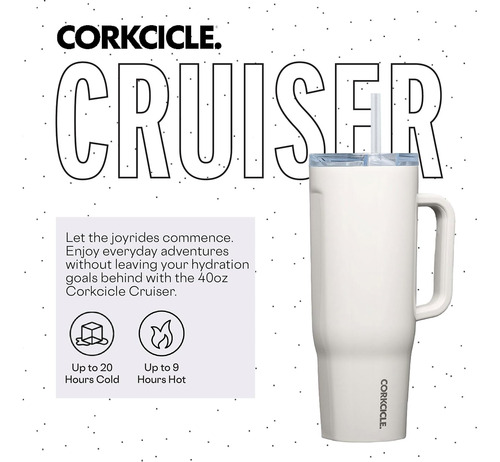 Taza Térmica Corkcicle Cruiser 40 Oz, Aislante, Con Asa Y Po