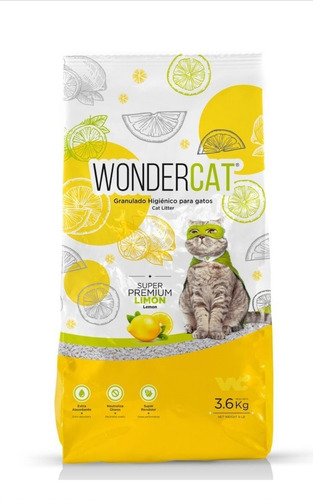 Piedras Para Gatos Wondercat Premium 3.6kg Perfumadas Fragancia Limón
