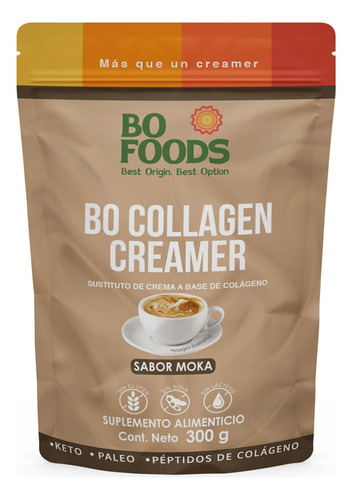 Bo Foods Sustituto De Crema A Base De Colágeno Sabor Moka 30