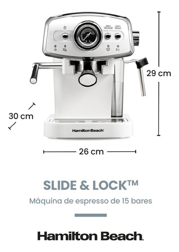 Máquina De Café Expreso Con Espumador Retro Blanco 15 Bares