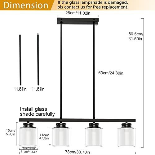 Dllt Lampara Colgante Isla Cocina 4 Luz Metal Para Casa