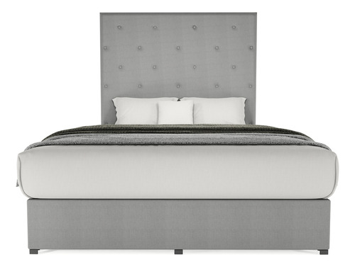 Cama clásica Cima Toscana individual color gris fabricada en lino