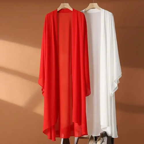 Cárdigan Largo De Gasa Para Mujer, Delgado, Protector Solar