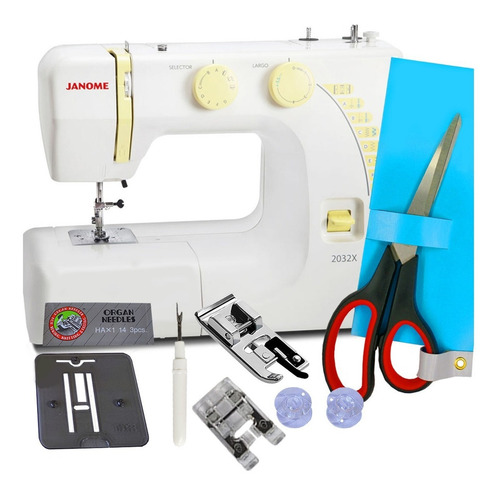 Máquina de coser recta Janome 2032X portable blanca 220V