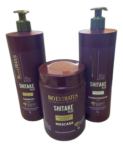 Kit 1 Shampoo 1 Condic 1 Banho Creme Nutrit Shitake 1l K7951