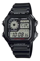 Comprar Reloj Casio Caballero Modelo Ae-1200wh-1cvcf Color de la correa Negro Color del bisel Plata Color del fondo Negro