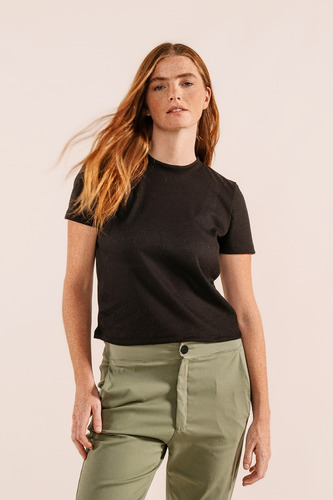 Remera Tela Waffle Casual Manga Corta Mujer Cica
