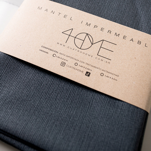 Mantel Impermeable Antimanchas Rafia 1,40 X 2,50 Mts Gris Oscuro Lisa