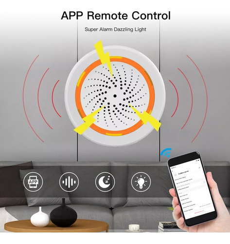 Sensor De Sirene Inteligente Tuya Wifi, Alarme Sonoro E Visu