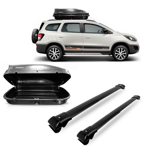 Kit Chevrolet Spin Travessas Preta + Bau Maleiro 510l