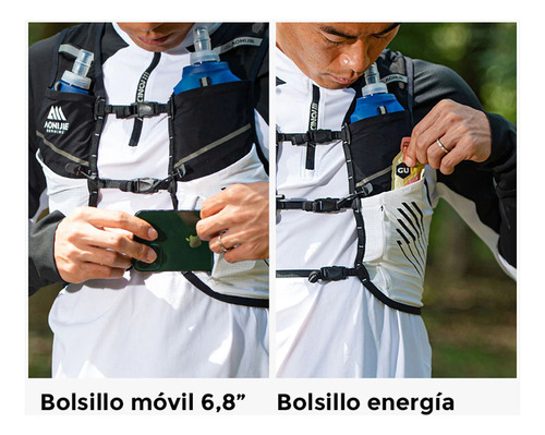 Chaleco Hidratacion 5lts Portabastones Trail Running Aonijie Negro/blanco Talle L