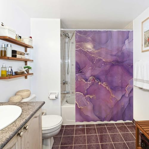 Cortina De Ducha De Mármol Morado Allenjoy Patrón Elegante D