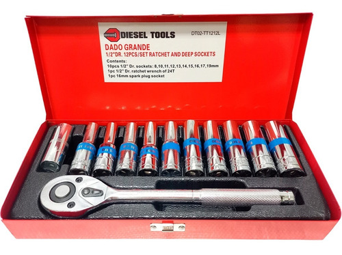 Set Ratchet Diesel Tools Dt02-tt1212l 1/2p