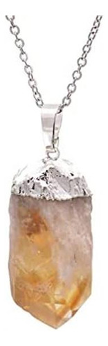 Collar Con Colgante De Piedra En Bruto De Cristal De Citrino