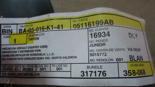 Tapa Faro Neblina Izquierda Dodge Caliber 07/12 05116199ab