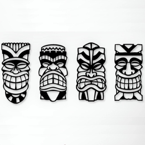 Máscaras Tiki - Cuadro Decorativo Mdf 3mm -