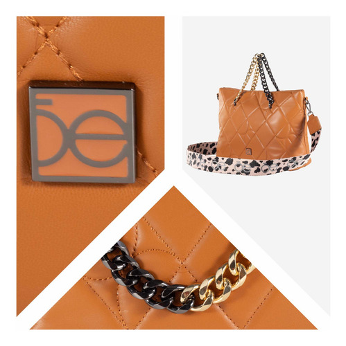 Bolsa Tote Cloe Para Mujer Cadena Bitono En Manerales Color Marrón claro