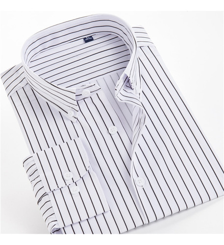 Camisa A Rayas Para Hombre, Camisa Casual De Manga Larga