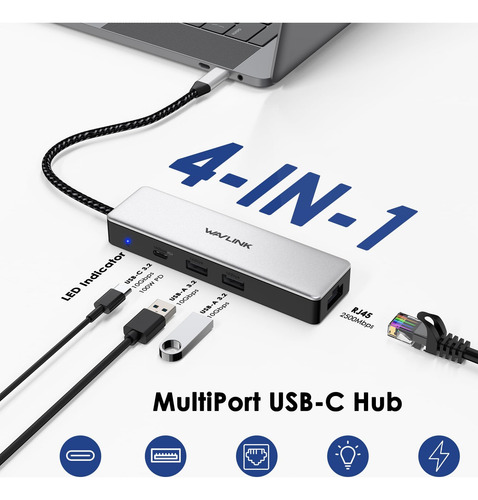 Wavlink Adaptador Usb C A Ethernet De 2,5 Gbps Con Carga Pd