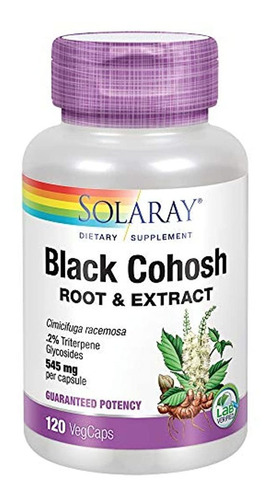 Solaray Cohosh Negro Raíz Suplemento, 545 mg, 120 unidades