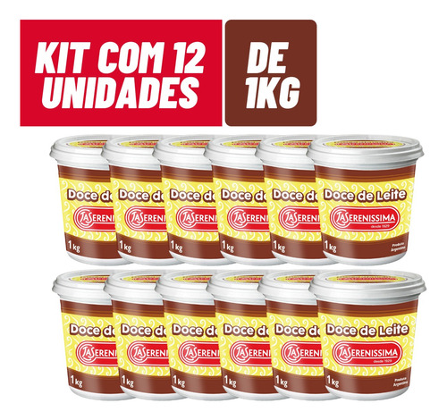 12x De 1kg Doce De Leite La Serenissima Argentino