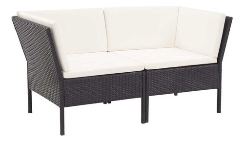 Sala Lounge De Jardín De 6 Pza Con Cojines Ratán Negro M0