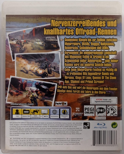 Jogo Motor Storm Ps3 Físico Usado Com Manual (Usado)