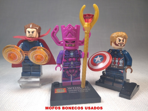 Marvel Minifigures Dr Estranho, Cap América Galáctus Bonecos (Usado)