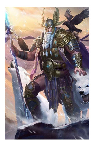 Vinilo 20x30cm Odin Dios Nordico Mitologia Vikingo God M1