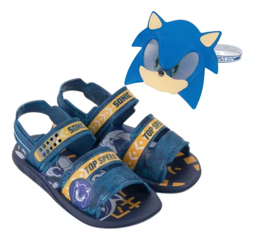 Sandália Infantil Grendene Kids Sonic Mask Menino - Azul+amarelo